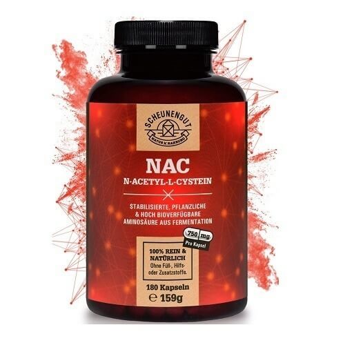 NAC (N-Acetyl Cysteine), 750 mg, 180 kapslit, 6 kuu jagu