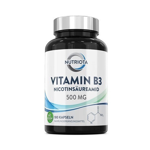 B3 VITAMIIN e. NIATSIIN e. Nikotiinamiid,  500 mg, 180 kapslit, 6 kuu jagu