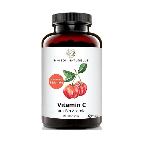 C-VITAMIIN Acerolaga, 1000 mg, 180 kapslit, 3 kuu jagu